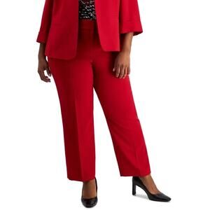 Kasper Women's Plus Size Stretch Crepe Pants NWT - Fire Red